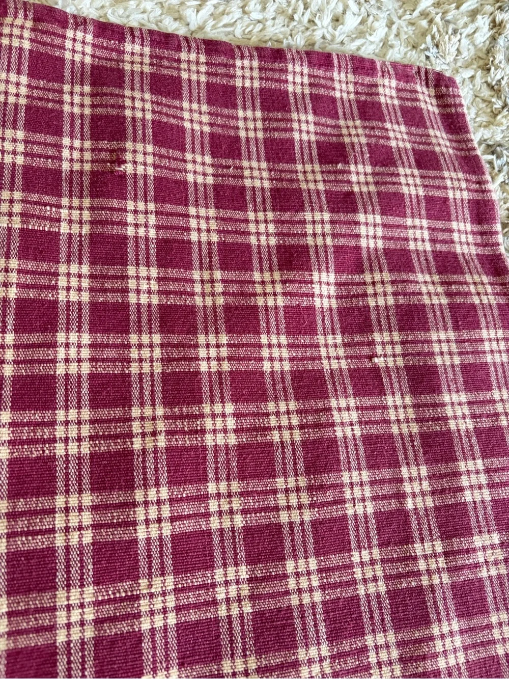 Plaid Red and Cream Table Runner Scarf